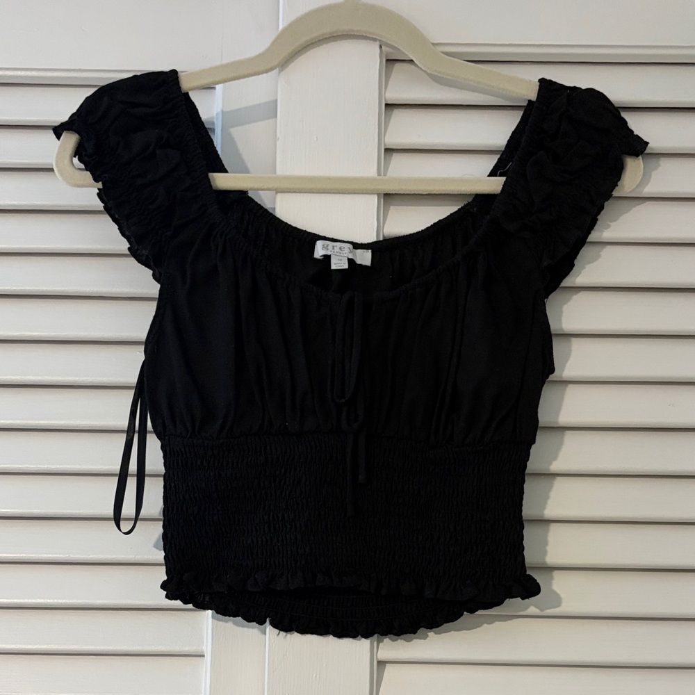 Grey Bandit Black Ruffled Women's Top